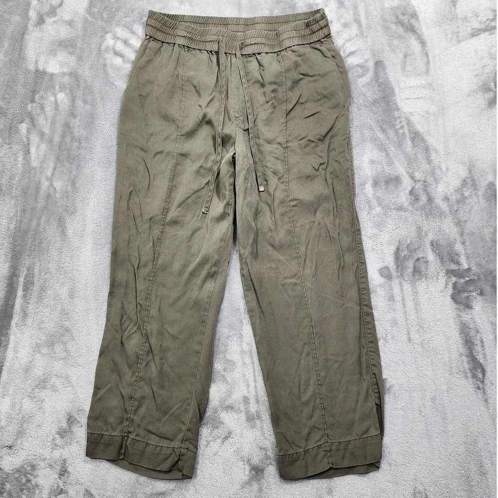 Workshop Republic Clothing Pants Womens M Green Crop Straight Lyocell Pull‎ On